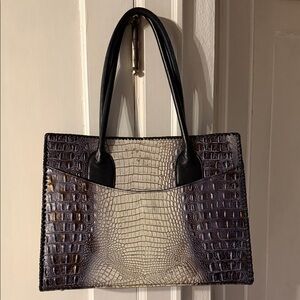 Chic Black and Blue Crocodile Pattern Shoulder Bag
